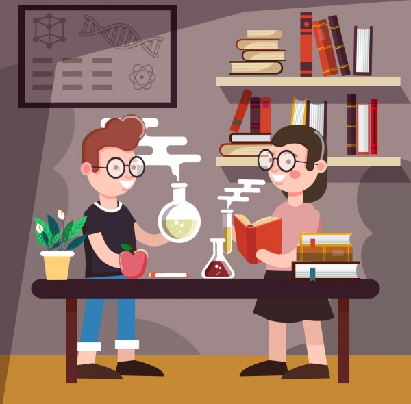 化学类背景实验室工具学生图标