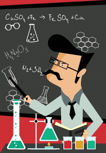 química classe background laboratório professor ícones cartoon design