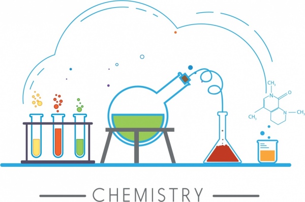 kimia desain elemen laboratorium alat ikon sketsa