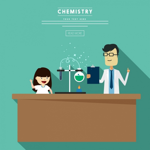 화학 실험 배경 인간의 아이콘 웹 페이지 스타일 디자인