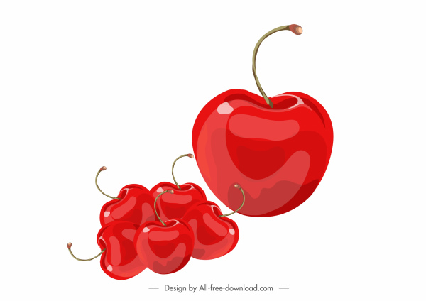 cerezas de la fruta los iconos brillante rojo moderno