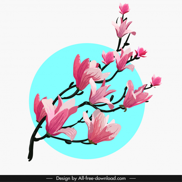lukisan flora bunga sakura dekorasi cabang klasik