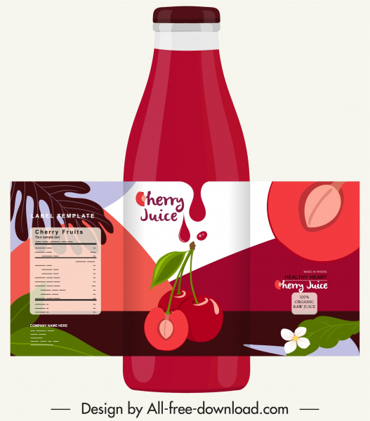 szablon butelki z sokiem wiśniowym klasyczny czerwony wystrój