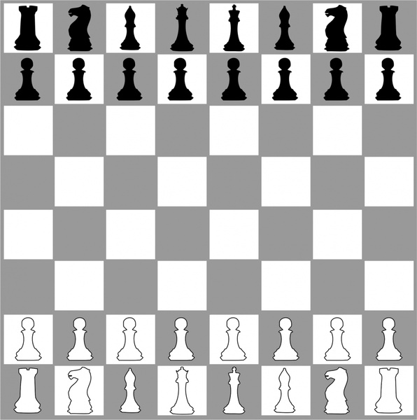 papan catur realistis vektor ilustrasi dalam hitam dan putih