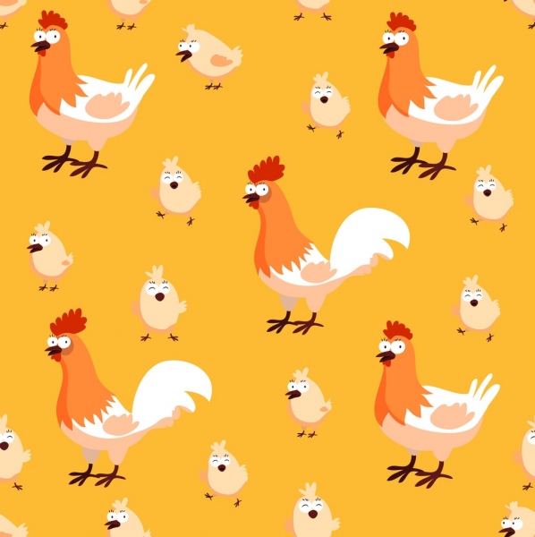 Куриные куриных фон повторить иконы мультфильм дизайн