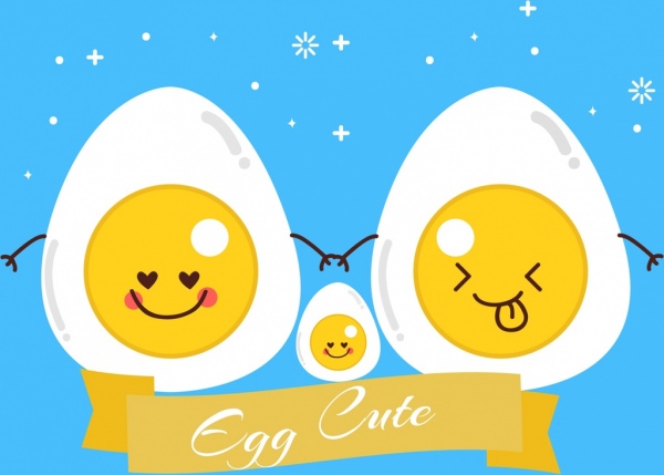 鶏の卵背景かわいい様式化された漫画の装飾