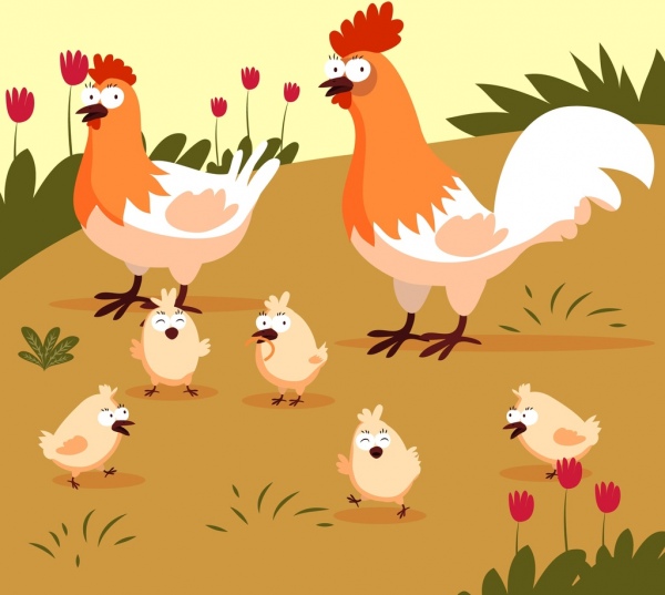 مزرعة الدجاج رسم دجاجة الديك فرخ الايقونات