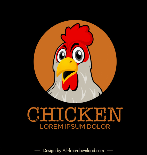 шаблон логотипа курицы красочный симпатичный мультяшный эскиз