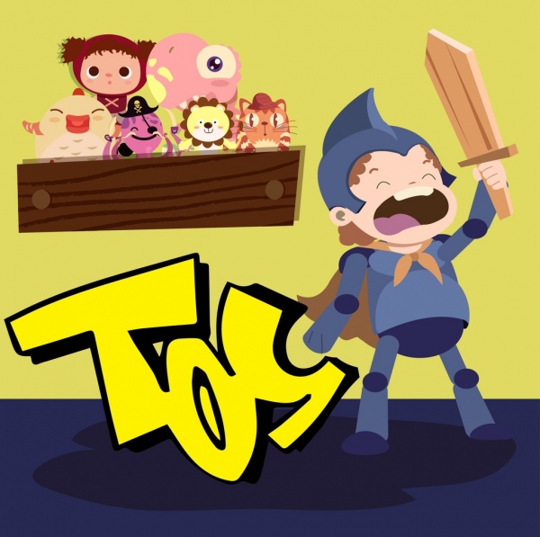 Kindheit Hintergrund Junge Spielzeug Symbole cartoon-design