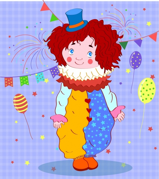 Kindheit Hintergrund süßes Kind Clown Kostüm ereignisreichen Dekor