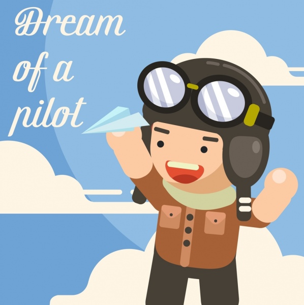 fundo criança papel avião piloto ícones infantis