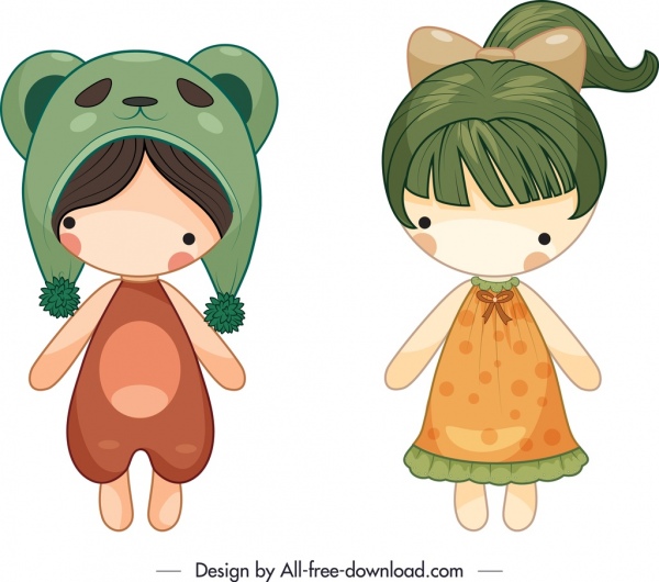 Детство кукла иконы девочек эскиз милый мультфильм дизайн