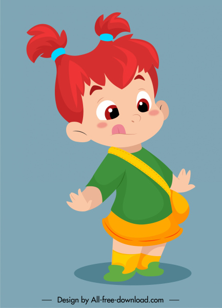 ícone da infância engraçado personagem de desenho animado esboço menina