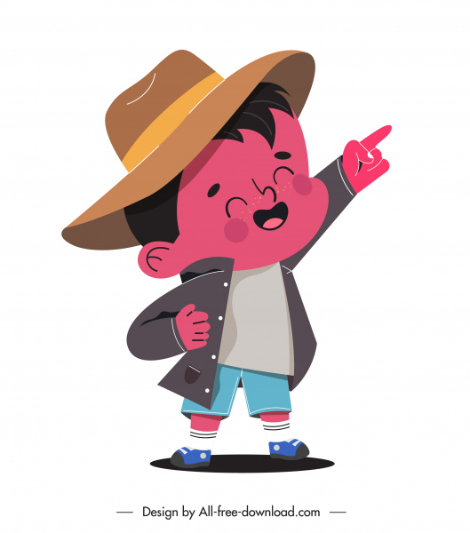 icona dell'infanzia gioioso ragazzo schizzo cartone animato personaggio design