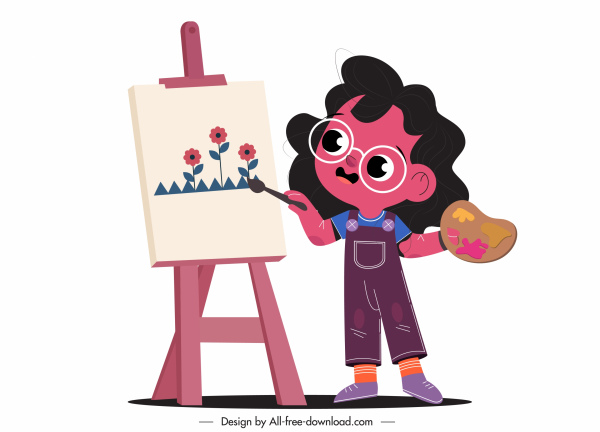 icona dell'infanzia pittura ragazza schizzo cartone animato disegno