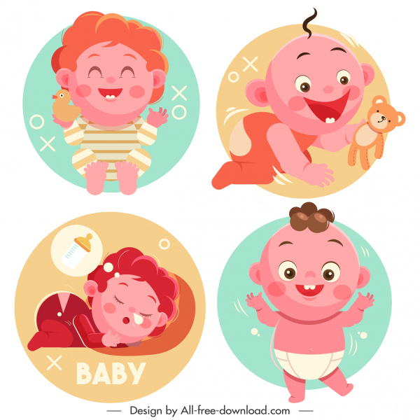 Kindheit Symbole niedlichen Baby Skizze Cartoon-Figuren