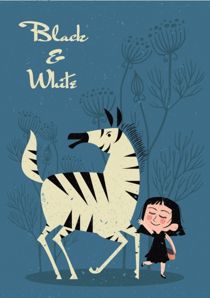 pintura de ícones de garota zebra design clássico de infância