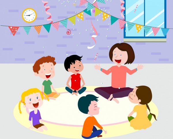 Kindheit Malerei Kindergarten Kinder Symbole Comic-Figuren