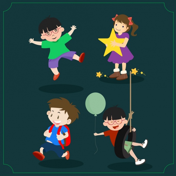 Детство символы изоляции различных игривые дети иконки
