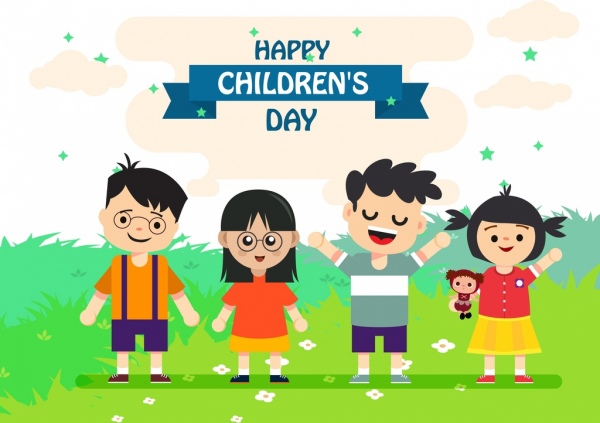 Children Day Banner Cute Kids Icons Colored Cartoon-vector Icon-free Vector  Free Download