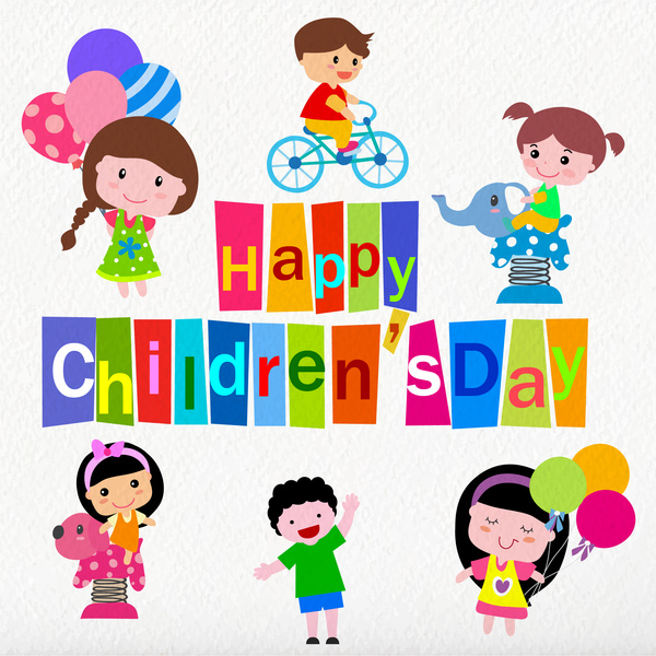tarjeta de felicitación día de los niños con dibujos lindos