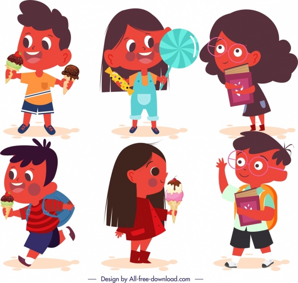 Children Icons Cute Cartoon Characters Sketch-vector Cartoon-free Vector Free  Download