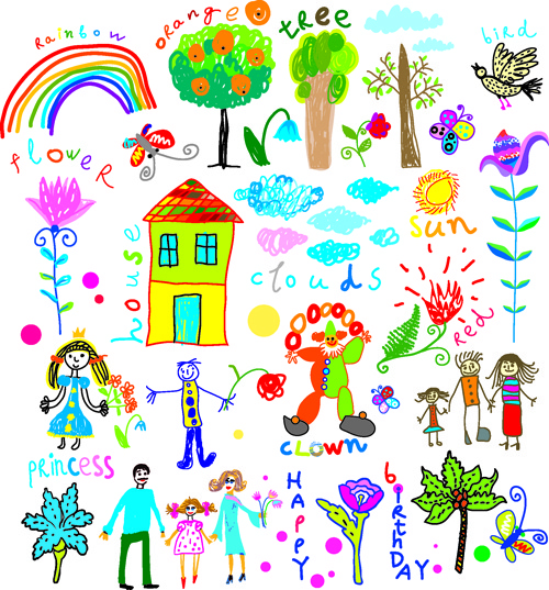 vector dibujado a mano pinturas de niños