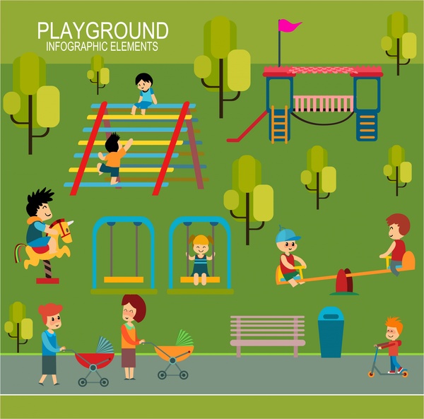 Kinderspielplatz Konzept Illustration mit Infografik Elemente