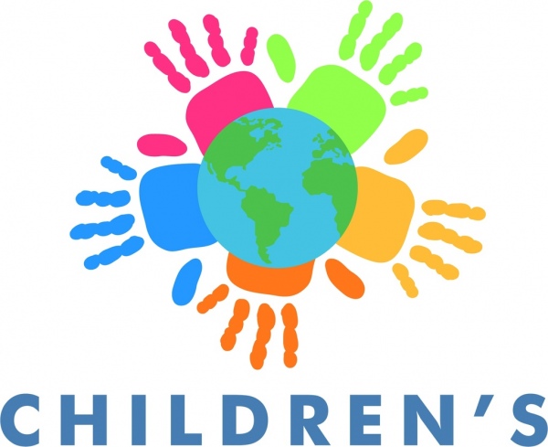 anak-anak perlindungan banner tangan warna-warni simbol bumi dekorasi