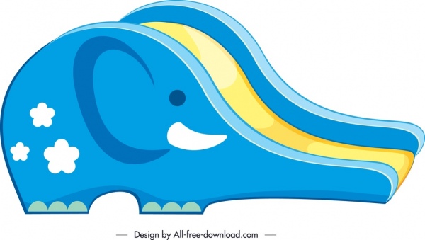 anak-anak geser template gajah bentuk 3d warna-warni