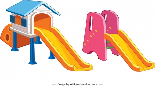 anak-anak geser template berwarna-warni sketsa 3d modern