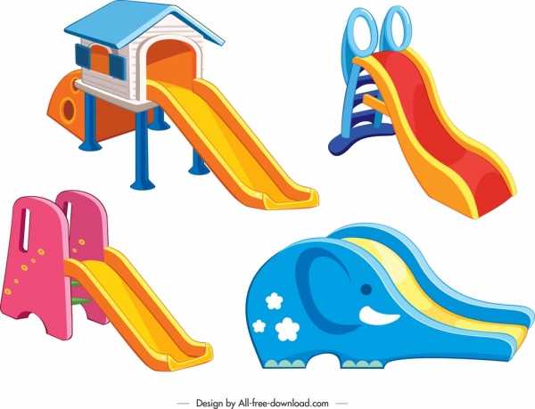 Детские горки современный красочный 3d дизайн шаблоны