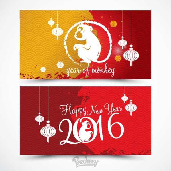 tahun baru Cina banner set