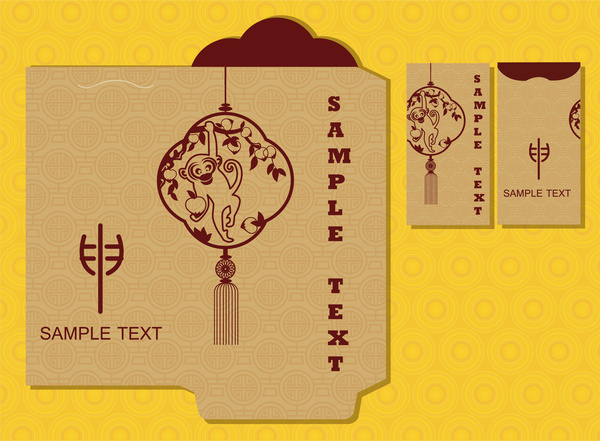 Çin yeni yılı maymun kırmızı paket tasarım