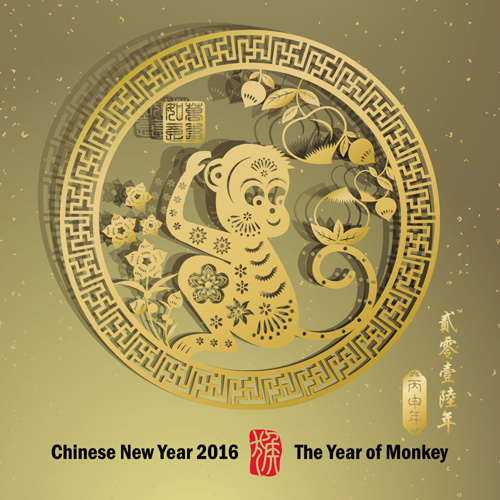 중국 새로운 year16 원숭이 디자인 벡터