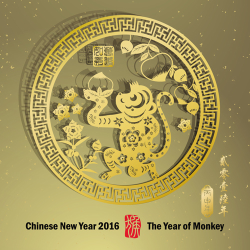 Китайский новый year16 обезьяна дизайн вектор