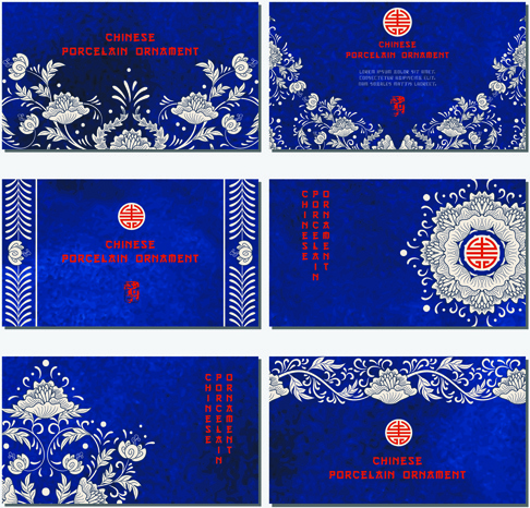 vectores de tarjetas de ornamento de porcelana china