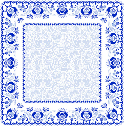 Chinese Style Blue And White Frame Vector