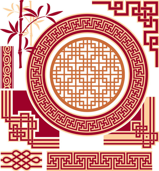 中国風フローラル装飾的な要素