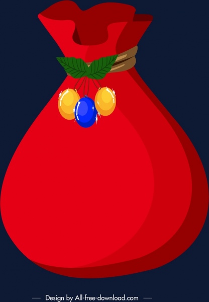 Рождества фон красный настоящий мешок дизайн иконок крупным планом