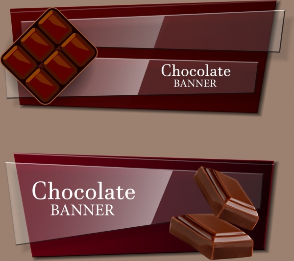 巧克力廣告橫幅設定閃亮棕色設計