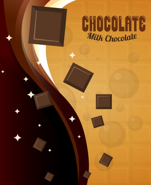 الإعلان الشوكولاته لافتة لامعة تألق الديكور البنى