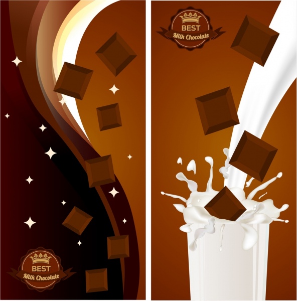 Anuncio de chocolate Diseño marrón Decoración de salpicaduras de leche