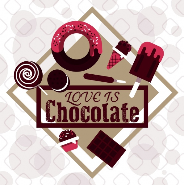 Bonbons Schokolade Werbung Kuchen Cremes Symbole ornament
