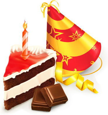 Schokolade Kuchen und Geburtstag-Kerzen-Vektor