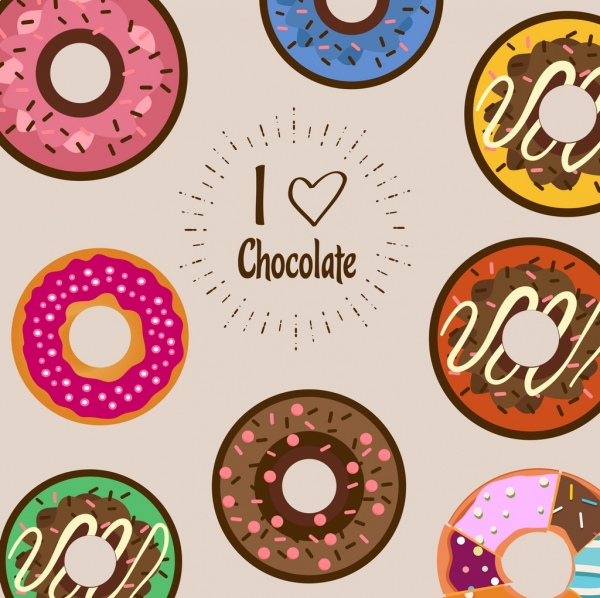 kue cokelat latar belakang desain warna-warni datar lingkaran