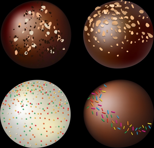 Конфеты шоколадные иконки блестящие плоские круглые изоляции
