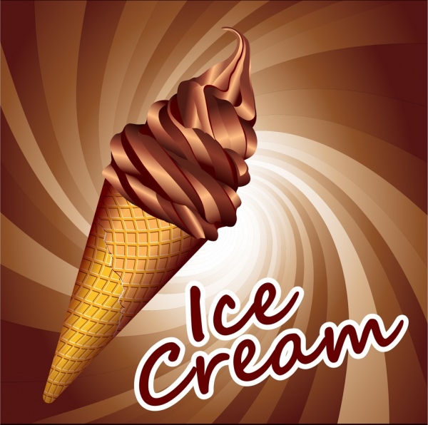 초콜릿 아이스크림 광고 빛나는 갈색 소용돌이 장식