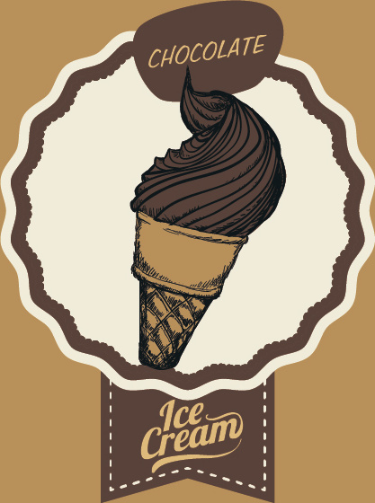 Schokoladen-Eiscreme Vintage Karten Vektoren set