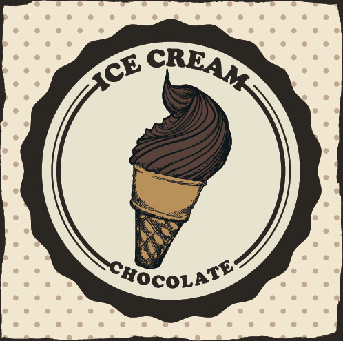 Schokoladen-Eiscreme Vintage Karten Vektoren set